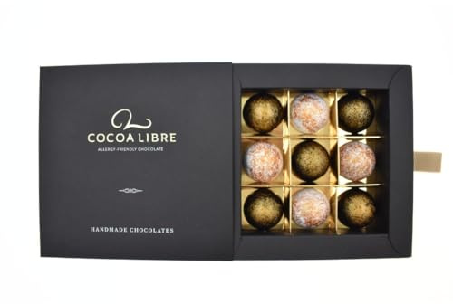 Cocoa Libre Luxury Vegan Chocolate Gift Box - Salted Caramel Selection | 9 Handmade Chocolates | Dairy Free, Gluten Free, Nut-Free |