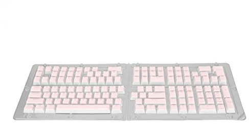 Rankomu Keyboard Keycaps 129 Keys Pudding Transparent Keycaps, OEM Height PBT Two Color Injection DIY Keyboard Keycaps, Pastel Pink, Compatible with Most Mechanical Keyboards