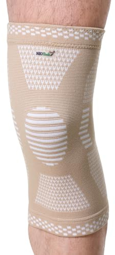NEOtech Care Genouillère protège-genou en fibre de bambou - Élastique, respirante (Couleur beige, Taille L, 1 Unité)