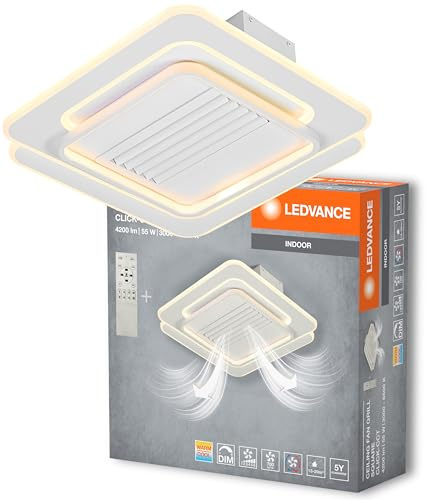LEDVANCE plafoniera/ventilatore quadrato; 55W; CCT; IP20 per uso interno; bianco; dimmerabile