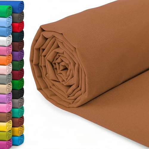 A-Express 100% Baumwollstoff - 150 cm (60 Zoll) Breit – Uni Baumwoll stoff Meterware - Ideal für Patchwork, Nähen, Vorhang, Futter, Bettwäsche, Schneiderei, Kissenbezüge - Braun 1 Meter