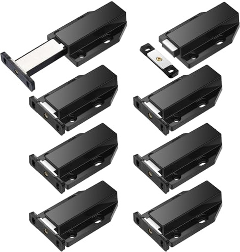Zonon 16 Pack Magnetic Push Latch Heavy Duty Push to Open Cabinet Hardware Release Touch Latch and Catch Press Out Magnet for Large Door Cabinet Kitchen Drawer Lock (Black)