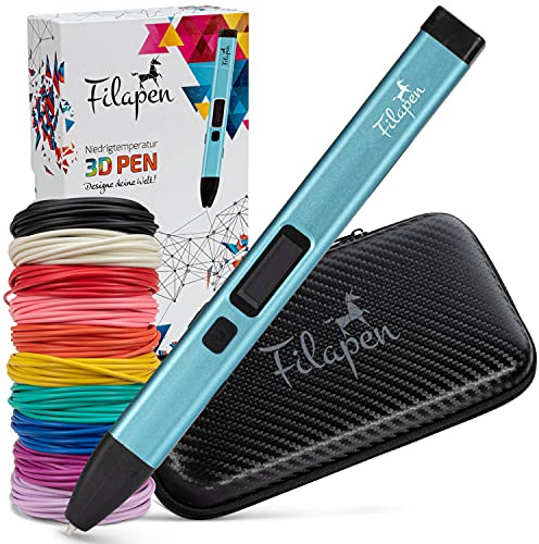 Filapen Penna 3D Premium con USB-C con 10 filamenti e astuccio, penne 3D per bambini e adulti, con modelli, set di penne 3D per principianti e professionisti, set fai da te
