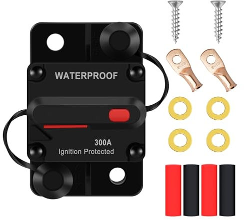BADIKA Disjoncteur à fusible réarmable Disjoncteur 30A-300A 12V Trolling avec réinitialisation Manuelle for Bateau, Protection d'alimentation Manuelle for fusible Audio de Voiture 48VDC étanche(300A)