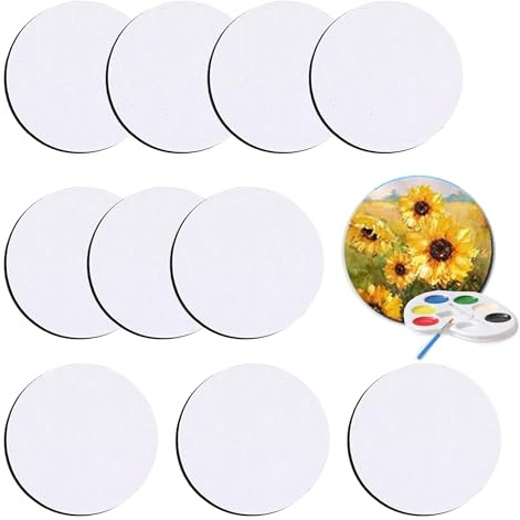 Hayaww 10 pcs 10 cm tableaux de magnétiques toile peinture toiles à peindre panneaux magnétiques sur toile Toiles pour Réfrigérateur Pour peinture acrylique peinture à l'huile et gouache (A)