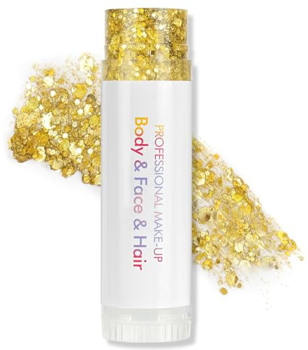 AOOWU Body Glitter Stick, Highlighter Makeup Stick Glitter Powder Waterproof Glitter Shiny for Women Face Glitters Shimmer Sparkle Powder for Hair Lip Nails Body Glitter Makeup(Gold)