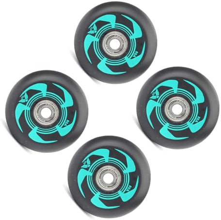 JCXYL EV Lot de 4 Roues de Roller en Ligne 90A pour Patins à roulettes Simples, 72 mm, 76 mm, 80 mm, en PU, pour Sports de Plein air et Patinage,Green and Black,76mm