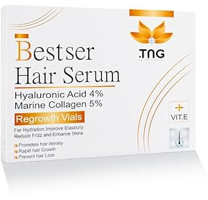 Bestser Haarserum Nachfüllfläschchen 5 x 10ml (50ml) mit Hyaluronsäure und Meereskollagen, Serum für Wimpern und Augenbrauen