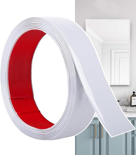 Hengrongshen Zierleisten Selbstklebend Weiß Matt (6M x 3cm) abziehen und aufkleben, Flexible PVC Wandleisten, Ideal für Wand, Spiegel, Decke, Boden, Schrank, Fliesen, Kanten, DIY Zierleisten