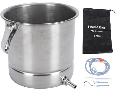 Adfaga Kit de seau système de douche réutilisable en acier inoxydable de 1,6 L pour le lavage de l'eau de nettoyage du côlon et l'hydrothérapie du café avec accessoires et sac de r