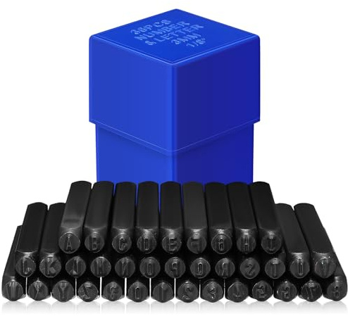 Mikikit Buchstaben und Zahlenstempel aus Metall 36 Stück 3mm für Gravur Leder Metall und Bastelprojekte