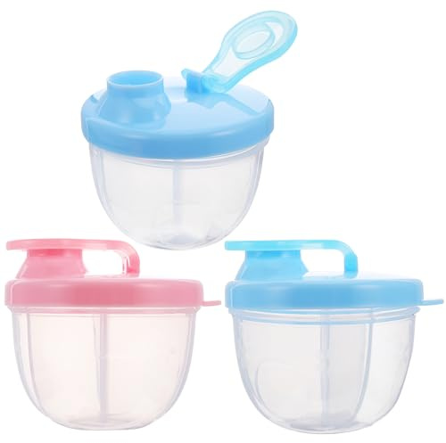 SOPOTUTU 3 Stück Milchpulver Spender mit Luftdichtem Deckel Freier Milchpulverbehälter für Unterwegs Milchpulver Organizer mit Versiegelten Fächern für Säuglinge und Kleinkinder