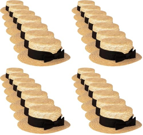 Boland 90994 - Sombrero Condoliero, Sombrero de paja, Venecia, Góndola, Gorro, Disfraz, Carnaval, Fiesta temática (Paquete de 4)