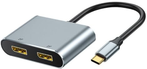 Xnuiasqe USB-C to Dual 8K Displayport Splitter Adapter 8K 60HZ Type-C to Displayport Dual Monitor Converter USB-C Displayport Hub