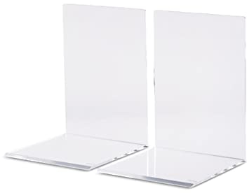 MAUL Buchstütze aus Acryl (2er Pack) 10x10x13cm | Bücherhalter, Organzier für Kinder, Bücher, Büro, Regal | Bücherstütze im stilvollen Acryl Design | möbelschonender Buchhalter | Glasklar