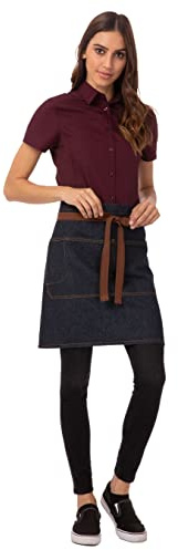 Chef Works Unisex Memphis Half Bistro Apron, Indigo Blue, One Size