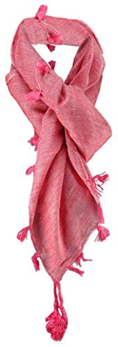 Halstuch rose einfarbig Fransen und Tusseln an den Ecken -Schal Gr. 100 x 100 cm