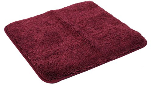 Kinzler J-10003/13 hochwertige Mikrofaser Badematte Uni ohne Ausschnitt 50x55 cm, flusenfrei, pflegeleicht, Bordeaux