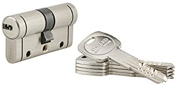 THIRARD - Cilindro di Serratura Doppia Entrata Federal S - Ottone - Per Porta d'Ingresso - 8 Pistoni - Antistrappo, Antitrapano, Antimanipolazione, Antirottura, Anti-Snap - 30 x 30 mm - Grigio