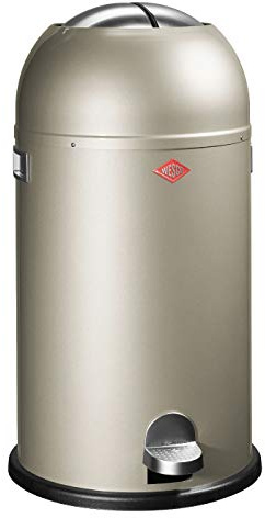 Wesco 184 631 Kickmaster Abfallsammler 33 Liter neusilber 37.5 x 37.5 x 69cm (L/B/H), Edelstahl