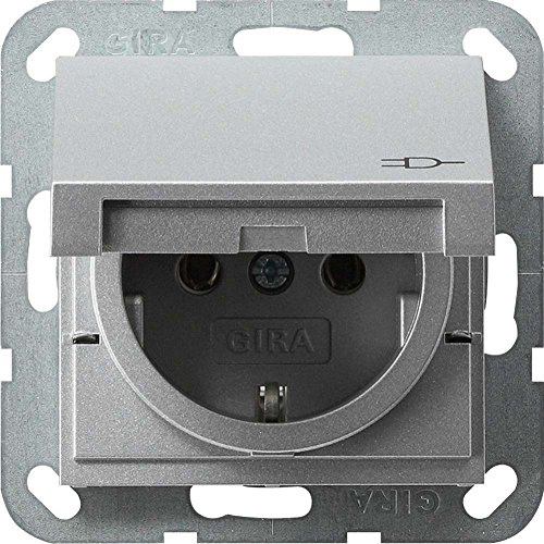 Gira 045426 Schuko Steckdose Klappdeckel System 55, alu