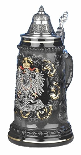 Beer Stein pewter Deutschland eagle Stein 0.5 liter tankard, beer mug by ISDD Cuckoo Clocks