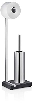 blomus -MENOTO- Stand WC-Garnitur aus mattiertem Edelstahl, freistehender Toilettenbutler, platzsparende Konstruktion in exklusiver Optik, Badaccessoire (H / B / T: 65 x 15 x 20 cm, Edelstahl, 68819)