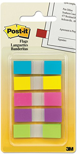 Post-it Självhäftande remsor Index Mini 6835CBEU – färgade anteckningar i 11,9 x 43,1 mm – 5 självhäftande remsor block à 20 ark i 5 färger i ett praktiskt fodral blå, gul, rosa, lila och grön