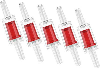 Haobase Aquarium Air Pump Non Return Check Valves, 5 Pieces, Red/Clear
