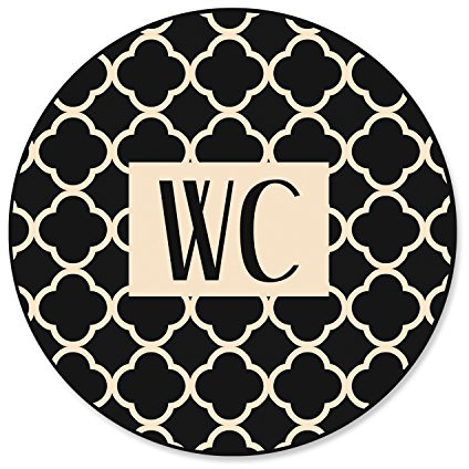 Logbuch-Verlag WC-Schild beige schwarz vintage Toiletten Schild selbstklebend Türschild neutral rund Ø 15 cm Alu Edelstahl