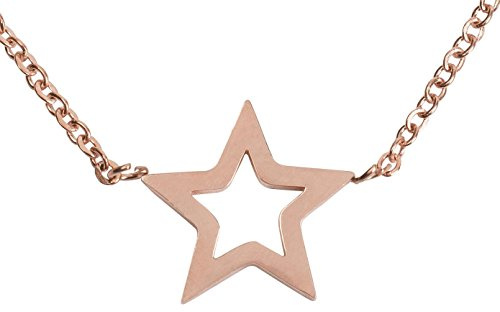 styleBREAKER Edelstahl Halskette mit Stern Anhänger, Ankerkette, Karabiner Verschluss, Kette, Schmuck, Damen 05030040, Farbe:Rosegold