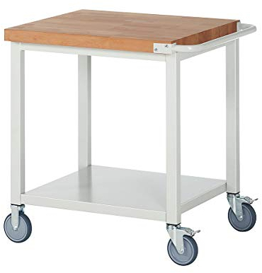 eurokraft | Fahrbare Werkbank Serie 8000 | Gestellbauweise | 1 Ablageboden | BxT 1000 x 700 mm