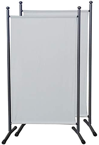 QUICK STAR 2 Stück Paravent 180 x 78 cm Stoff Raumteiler Klein Garten Stellwand Trennwand Balkon Sichtschutz Weiß