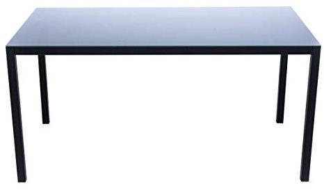 AVANTI TRENDSTORE - Sedico - Tavolo da giardino, in metallo nero con superficie in vetro grigio. Disponibile in 2 diverse misure. (LAP 150x72x90 cm)