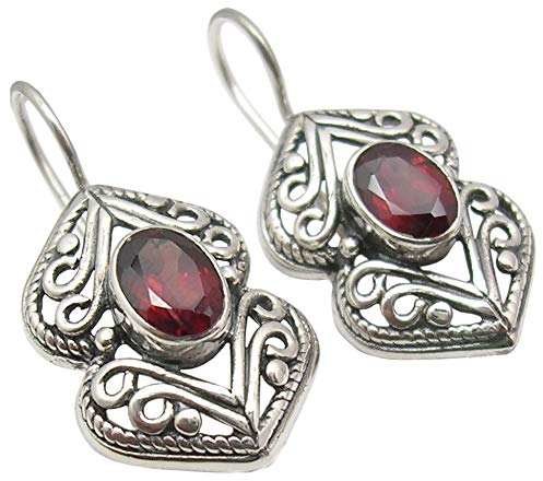 SilverStarJewel Granat tcw 2,0 Tibetisch Ohrringe 3 cm Sterling Silber Mode Geschenk