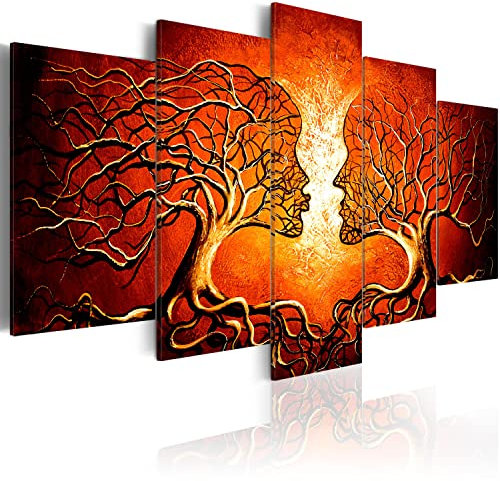 B&D XXL Acrylglasbild Bäume Liebe 100x50 cm 5 Teilig Wandbild auf Acryl Glasbilder Kunstdruck Moderne Acrylglas Platte Wanddekoration Geschenke Heimdekoration Glasbild Abstrakt h-A-0086-k-n