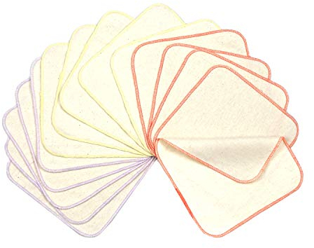 avo + cado Einlagige Flanellwaschlappen aus Bio-Baumwolle - 15 Stück - Mehrweg Baby Waschlappen als Ersatz für Feuchttücher - Kleine waschbare mini Baumwolltücher (Farbe: Flieder)