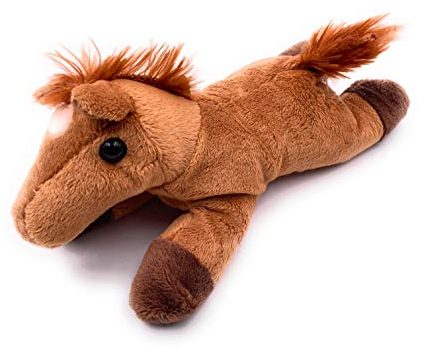 Onwomania Plüschtier Stofftier Kuscheltier Reittier Ross Pferd Länge 19 cm Braun