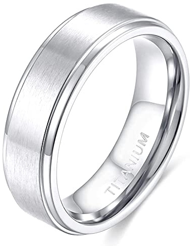 Zakk Ring Herren Damen Titan Verlobungsringe Eheringe Trauringe Silber Gebürstet 4mm 6mm 8mm(Silber-6mm, 69 (22.0))