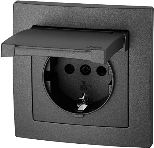 Presa da incasso IP44, morsetto a innesto, All-in-One, serie ET-1, antracite