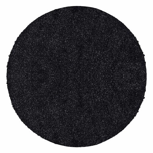 Carpetsale24 Shaggy Hochflor Teppich 80 cm Rund Anthrazit weich flauschig modern einfarbig Für Eingangsbereich oder kleine Nischen für Wohnzimmer Schlafzimmer Flur