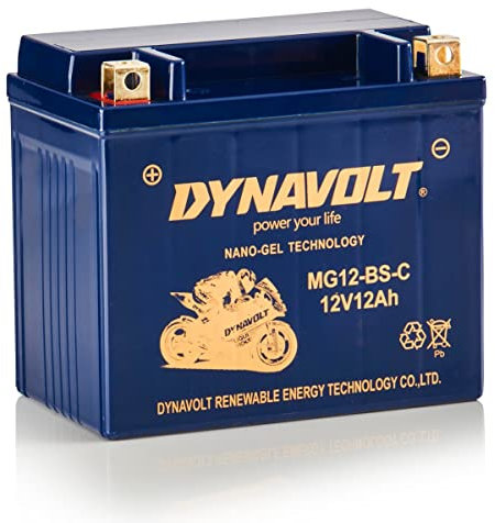 Batteria Moto Dynavolt NANO-GEL MG12-BS-C 12V 12Ah 305A, Sostituisce YTX12-BS, Dimensioni: 150x86x130mm, Batteria Moto Gel Esente da Manutenzione e A Tenuta Stagna