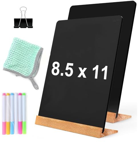 NEWNEWSHOW 2 Pack 8.7x12 Inch Tabletop Chalkboard with Wood Holder
