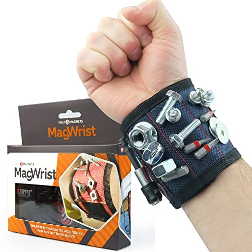 MagWrist blaues magnetisches Armband für Schrauben, Nägel, Bohrer, ideal für Tischlerei, Heimwerker, Elektriker, Mechaniker, Arbeitszubehör