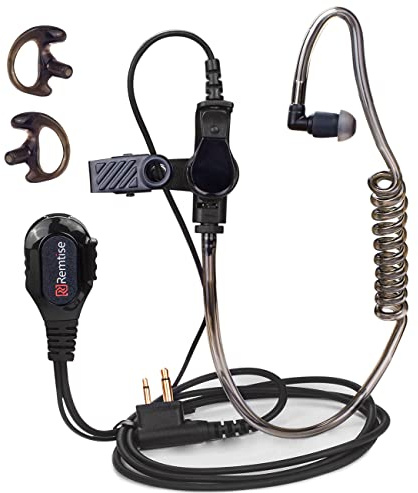 Acoustic Tube Earpiece with Mic for Motorola Walkie Talkies, Surveillance Headset and PTT Compatible with Motorola 2 Way Radios BPR40/CP/CLS/DTR/PR/RDU/RMU Series (Black)