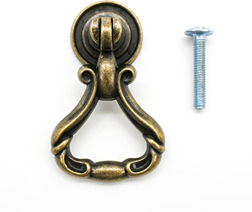 DOJA Barcelona | Tiradores Antiguos | Pack 8 | Tiradores Cajones Vintage con Anillo | 53*33*17mm | Zinc+Alu | Aldaba Laton Envejecido | para Tiradores Cocina, Tiradores Armarios, Tirador Puerta, Cajon