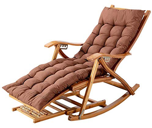 Hohe Rückenlehne, Relaxer, Liegestühle, Bambus, faltbar, ohne Schwerkraft, Sonnenliegen mit Wattepad, Traggewicht 200 kg