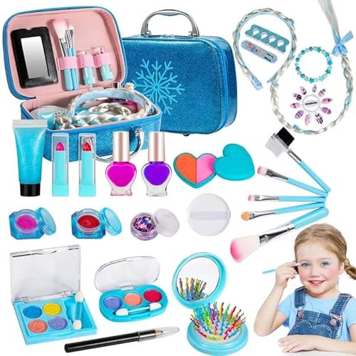 Kinderschminke Set Mädchen, 25PCS Waschbares Schminkset Kinder Set für Mädchen 5 6 7 8 9 10+Jahre Geburtstag Weihnachten Geschenke Glitzer Make-up für Kinder
