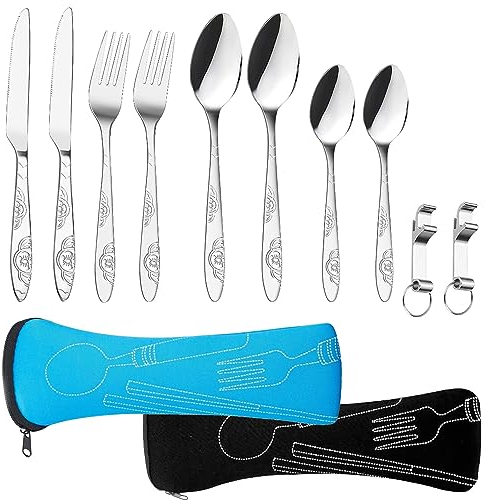 2 Pièces Couverts en Acier Inoxydable Avec Sac - Ensemble Transportable Pour Voyage, Écoles et Restauration - Vaisselle et Accessoires de Camping