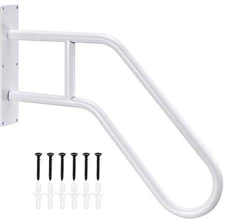 sourcing map Stabmontiert Handläufe für Außentreppe Handlauf für 1-3 Treppe U-Geformte Treppe Handläufe für Garten Wand Garage Veranda Terrasse Stufen Eingang Weiß